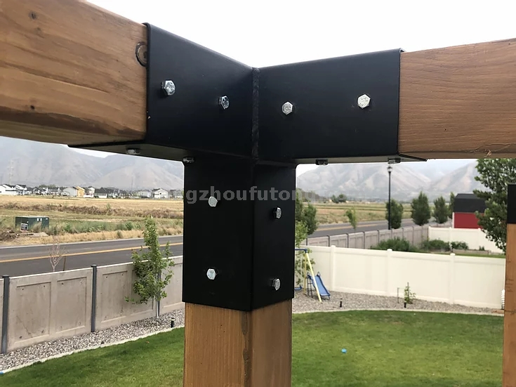 Outdoor DIY pergola lumber roof connect 3 way 5 arm wood frame pergola kit base bracket