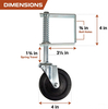 Gate Wheel with 360 Degree Swivel And Universal Mount - 4 Inch Spring Loaded Gate Caster for Wooden Gate Or Metal Fence