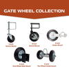 Wheel with 360 Degree Swivel and Universal Mount - 8 Inch Spring Loaded Gate Caster for Wooden Gate or Metal Fence