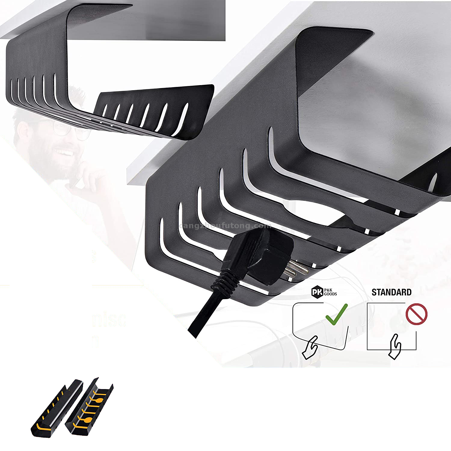 Under Desk Metal Network Cable Tray Computer Charger Electrical Wire Steel Management Trunking