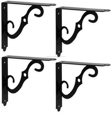 Heavy Duty Decorative Black Steel Corner Shelf Brackets - Buy ...